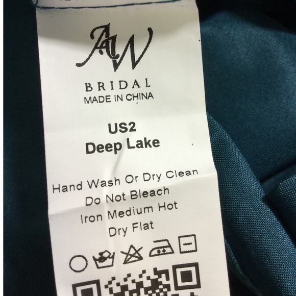 AW BRIDAL SZ 2 XS Deep Lake teal one shoulder asymmetrical party dress NEW B127 - Picture 7 of 7